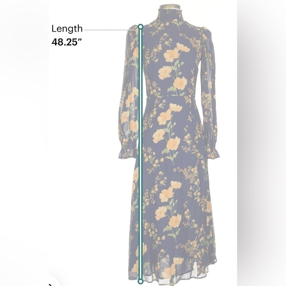 NWT Reformation Stevi Floral Mock Turtleneck Midi-Dress size 2 - Picture 7 of 13